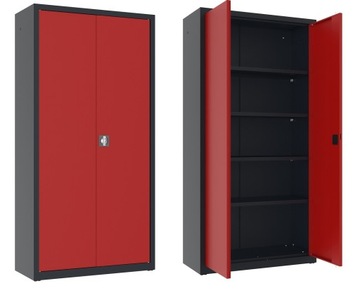Металлический офисный шкаф для документов, 4 полки с распашными дверцами, высота 180 см.