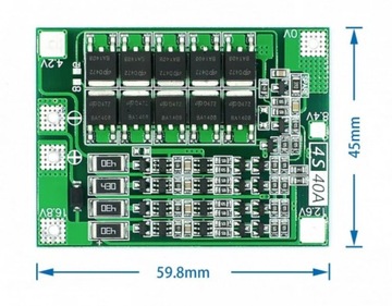 Модуль BMS литий-ионный балансир 4S 16,8 В 40 А 80 А ток баланса 100 мА / 0036