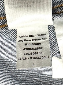 CALVIN KLEIN JEANS Koszula Jeansowa Męska Logowana na Piersi r. L