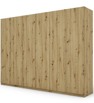 Pojemna szafa 6 drzwiowa 300 cm garderoba premium
