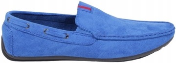 СИНИЕ МУЖСКИЕ ОБУВИ МОКАСИНЫ ТУФЛИ-СЛИПОНЫ ИЗ ЗАМШИ