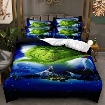 Grinch 3D KOMPLET POŚCIELI POSZEWKA 140x200
