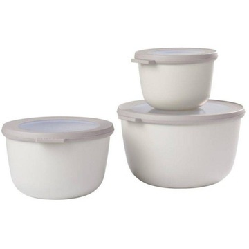 НАБОР ИЗ 3 БЕЛЫХ МЕПАЛЬНЫХ ЧАШ CIRQULA С КРЫШКОЙ