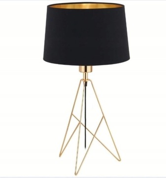 LAMPKA LAMPA CZARNA ZŁOTA TRÓJNÓG GLAMOUR STOŁOWA