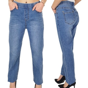 *DAMSKIE SPODNIE JEANSOWE w GUMKĘ Plus Size Blue*