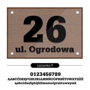 Tablica adresowa adres 3D numer na dom 30x20 aluminium z fakturą drewna