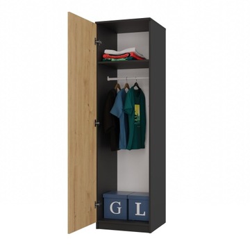 ШКАФ ДВЕРЬ ГАРДЕРОБА SD-50 АНТРАЦИТ ДУБ АРТИЗАН