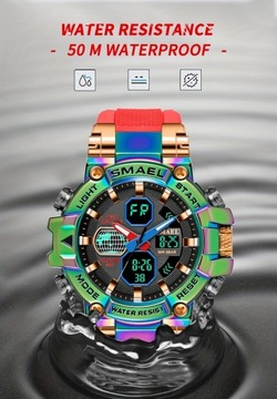SMAEL красочные аналогово-цифровые мужские кварцевые часы