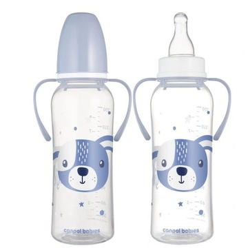 CANPOL LEKKA WĄSKA BUTELKA DO MLEKA Z UCHWYTAMI 250ml 12m+ CUTE ANIMALS