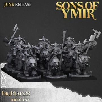 Heavy Dwarf Cavalry x7+x3CMD Highlands Miniatures