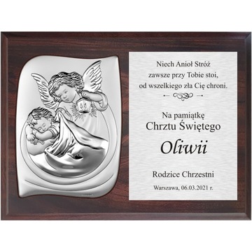 OBRAZEK SREBRNY PREZENT Pamiątka Chrztu Świętego !