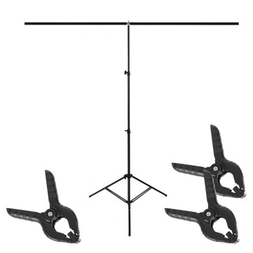 ZESTAW do TEŁ STATYW + POPRZECZKA TYP T 170cm + 3x KLIPS