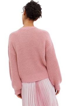 New Look Kobiecy Modny Luźny Dzianinowy Różowy Sweter Oversize M 38