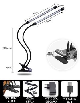 GROWBOX ДВОЙНАЯ СВЕТОДИОДНАЯ ЛАМПА ДЛЯ ВЫРАЩИВАНИЯ РАСТЕНИЙ 20ВТ