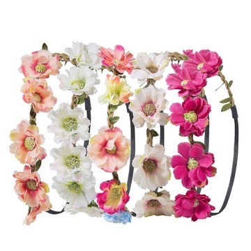 Kwiatowe opaski na głowę 5szt bezuciskowe festiwal