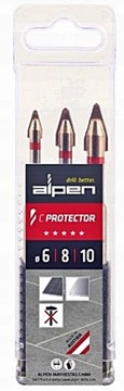 Wiertła do płytek gresowych 6,8,10mm KOMPLET C PROTECTOR 003030031 ALPEN