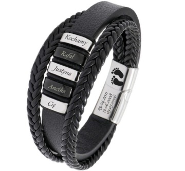 КОЖАНЫЙ браслет, ГРАВИРОВКА ФАМИЛИЙНЫХ ИМЕН