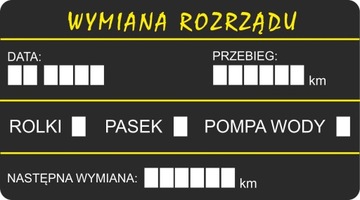 NAKLEJKI WYMIANA OLEJU serwis rozrządu 100 szt