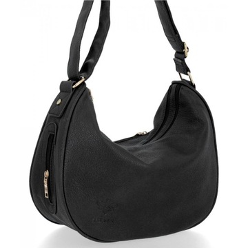 Torebka Listonoszka Damska Torebka Hobo Łódka Skórzana Czarna Emily Bee Bag