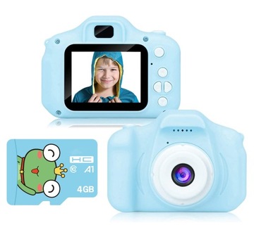 ЦИФРОВАЯ КАМЕРА ДЛЯ ДЕТЕЙ Детский фотоаппарат Blue CARD 4GB