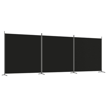 Parawan przegroda 3-panelowa czarna 525x180 cm