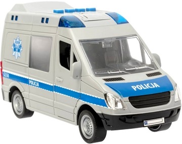 POLICJA RADIOWÓZ WÓZ POLICYJNY AUTO ŚWIATŁO DŹWIĘKI NAPĘD VAN Polski Napis