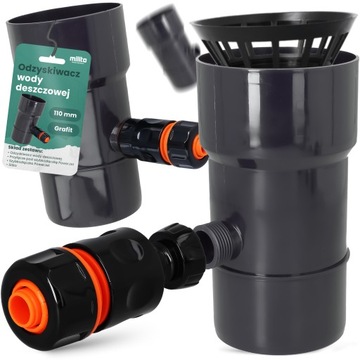 ŁAPACZ DESZCZÓWKI 110 MM ZBIERACZ WODY DESZCZOWEJ ODZYSKIWACZ RYNNY GRAFIT