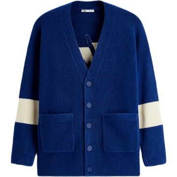 ZARA МУЖСКОЙ СИНИЙ КАРДИГАН ПОДПИСАТЬСЯ XL ВЕСНА