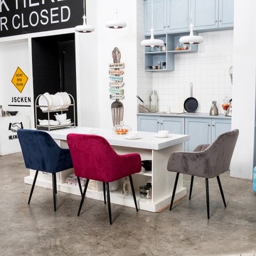 Zestaw 6 krzeseł do jadalni aksamit szary