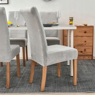 ВЕЛЮРОВЫЙ ПОКРЫТИЕ НА СТУЛ ПРЕМИУМ ЭЛАСТИК БАРХАТ СВЕТЛО-СЕРЫЙ