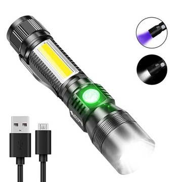 NAJMOCNIEJSZA LATARKA XML-T6 USB 2200MAH Z 7 TRYBÓW