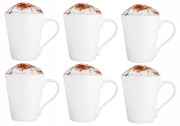 6 x BIAŁE KUBKI 280 ml, DO KAWY, HERBATY