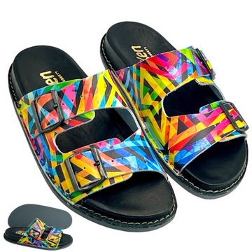 Eleganckie klapki damskie profilowane BioKen ORIGINAL FUSSBETT RAINBOW