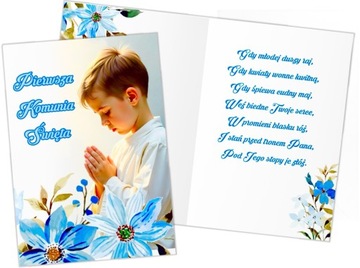 PIERWSZA KOMUNIA ŚWIĘTA życzenia na komunię PAMIĄTKA komunijna KARTKA DUŻA