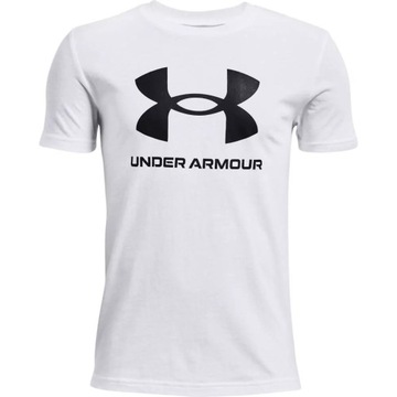 KOSZULKA UNDER ARMOUR SPORTOWY T-SHIRT DZIECIĘCY Z NADRUKIEM LOGO r. 140