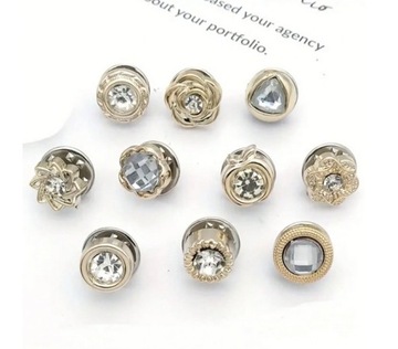 Запонки ХРУСТАЛЬ БРОШЬ булавка для украшения и сна на декольте 10 шт