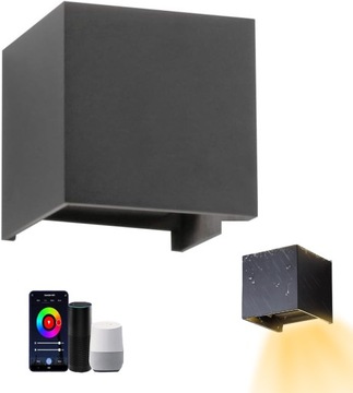 LAMPA ŚCIENNA KINKIET LED WIFI KONTROLA APP WEWNĘTRZNY/ZEWNĘTRZNY IP65