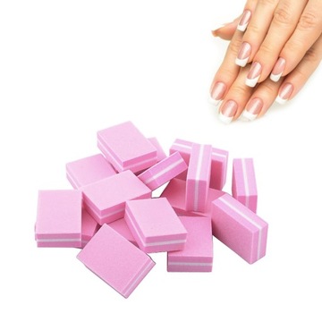 20szt. POLERKA mini do paznokci 100/180 RÓŻOWA Manicure Pedicure BLOK