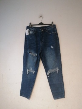 missguided spodnie jeansowe z dziurami 42