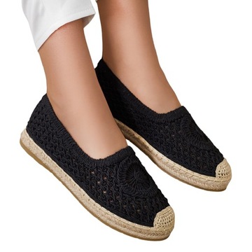 CZARNE AŻUROWE ESPADRYLE DAMSKIE EVELLAM 39