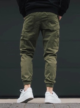 SPODNIE MĘSKIE MATERIAŁOWE BOJÓWKI JOGGER Oliwka Khaki JIGGA WEAR Cargo 3XL