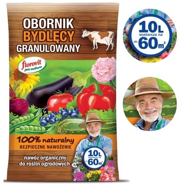 Obornik bydlęcy granulowany Pro Natura Florovit 10l nawóz EKO uniwersalny