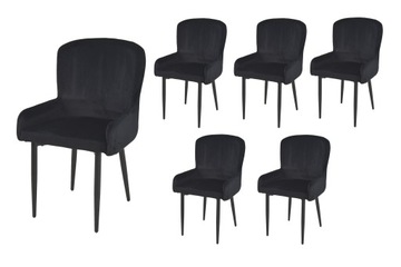 6x krzesło FOTELOWE CZARNY welur SALON/JADALNIA