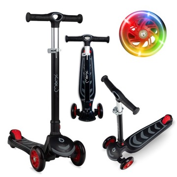 OUTLET MoMi VIVIO - HULAJNOGA TRÓJKOŁOWA - SKŁADANA - LED - czarna