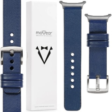 Kožený řemínek 24 mm pro Samsung Galaxy Watch Ultra, tmavě modrý Movear