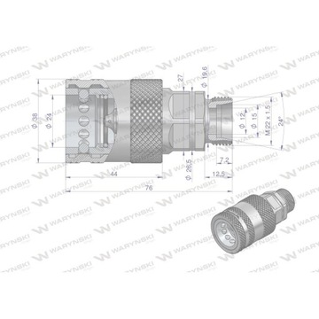 Szybkozłącze hydrauliczne gniazdo z eliminatorem ciśnienia M22x1.5 gwint ze