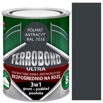 Farba do Metalu Żeliwa Ferrobond ANTRACYT PÓŁMAT
