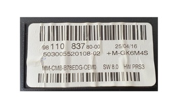 CITROEN C4 PICASSO II 2 1.6 HDI PŘÍSTROJOVÁ DESKA DISPLEJ OBRAZOVKA 9811083780
