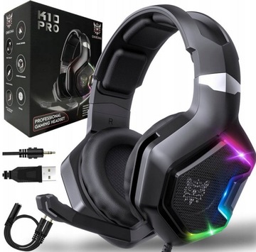 ONIKUMA K10 PRO SŁUCHAWKI GAMINGOWE DLA GRACZY NAUSZNE PRZEWODOWE RGB LED
