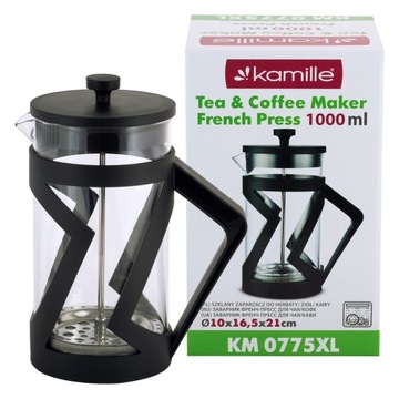 Szklany ZAPARZACZ do HERBATY KAWY 1000 ml KAMILLE